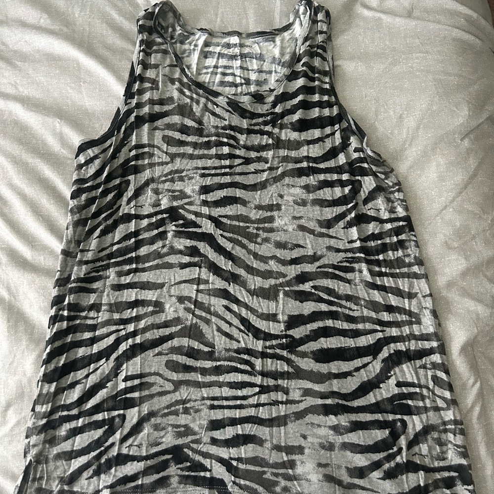 Ambrielle Black and Gray Zebra Print Tank Top